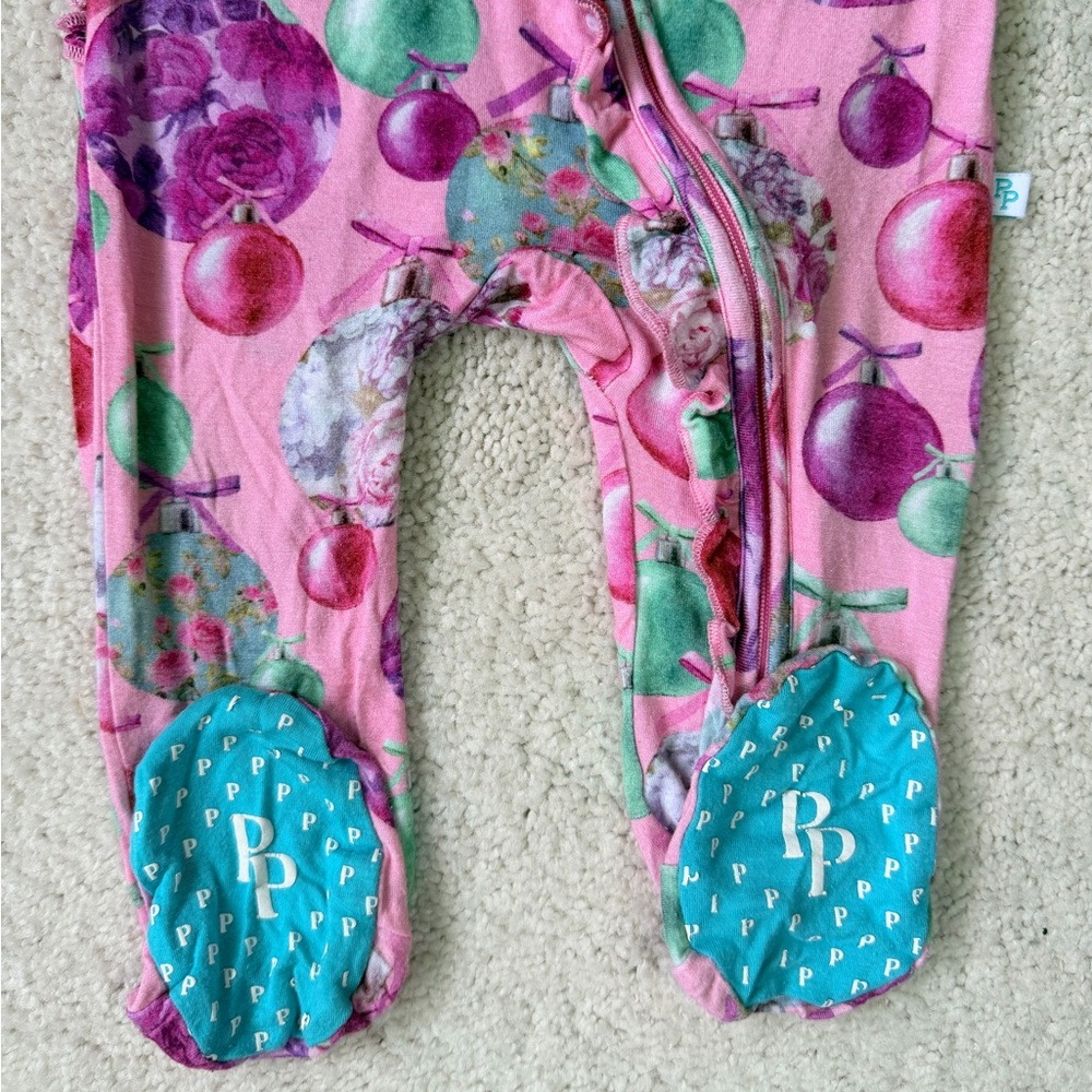 Posh Peanut “Posh Ornaments” Footie Ruffled Zippered One Piece - Picture 2 of 13